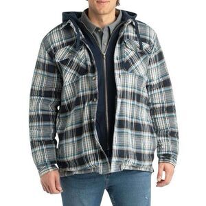 Legendary Whitetails Mens Shirt Jacket Blue Plaid Flannel Maplewood Hooded 3XL